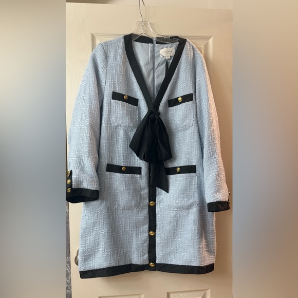 Pomander Place Light Blue Coco Tweed Bow Dress NWT XXL - Picture 4 of 8